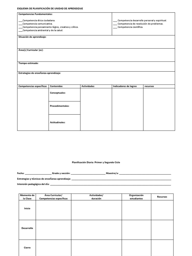 Esquema de Planificación de Unidad de Aprendizaje Primaria | PDF