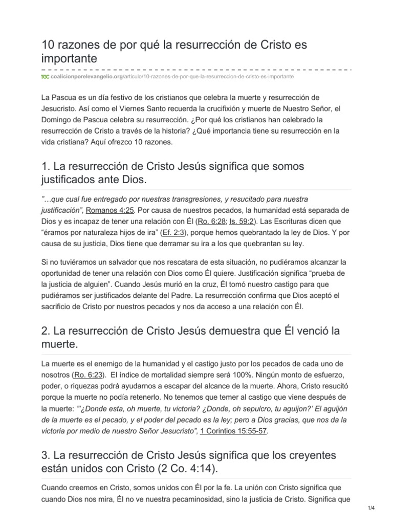 10 Razones de Por Qué La Resurrección de Cristo Es Importante | PDF ...