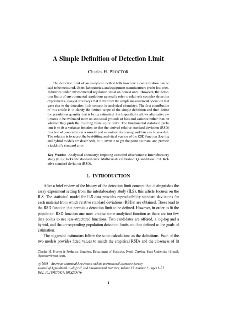 Understanding Detection Limits in Chemistry | PDF | Detection Limit ...