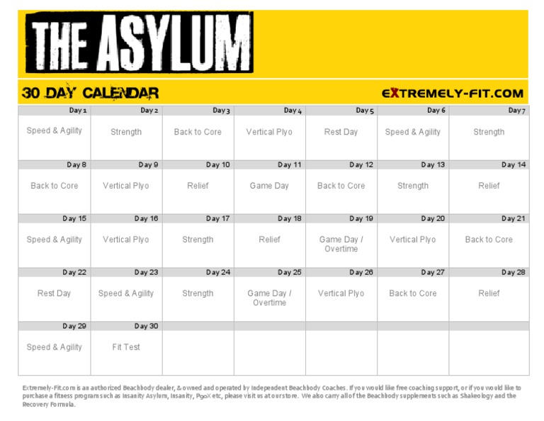 Asylum 2 Calendar Printable Free