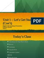 Unit 1 - Let's Get Started (Con't)