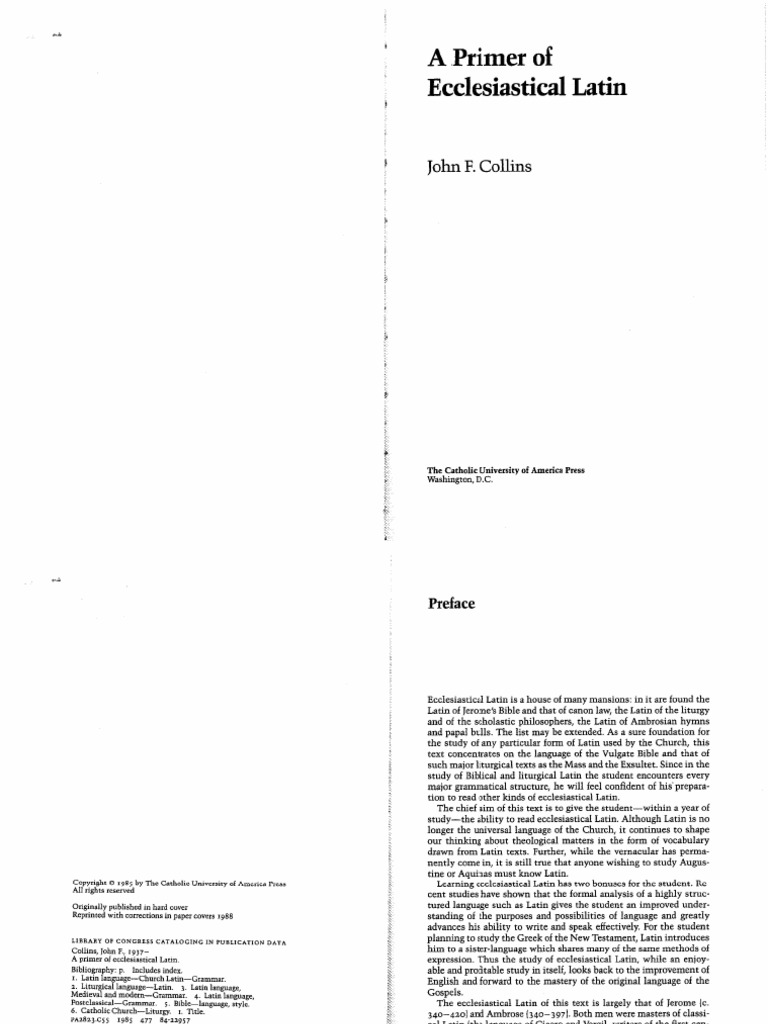 JF Collins Primer of Ecclesiastical Latin 1988 PDF PDF