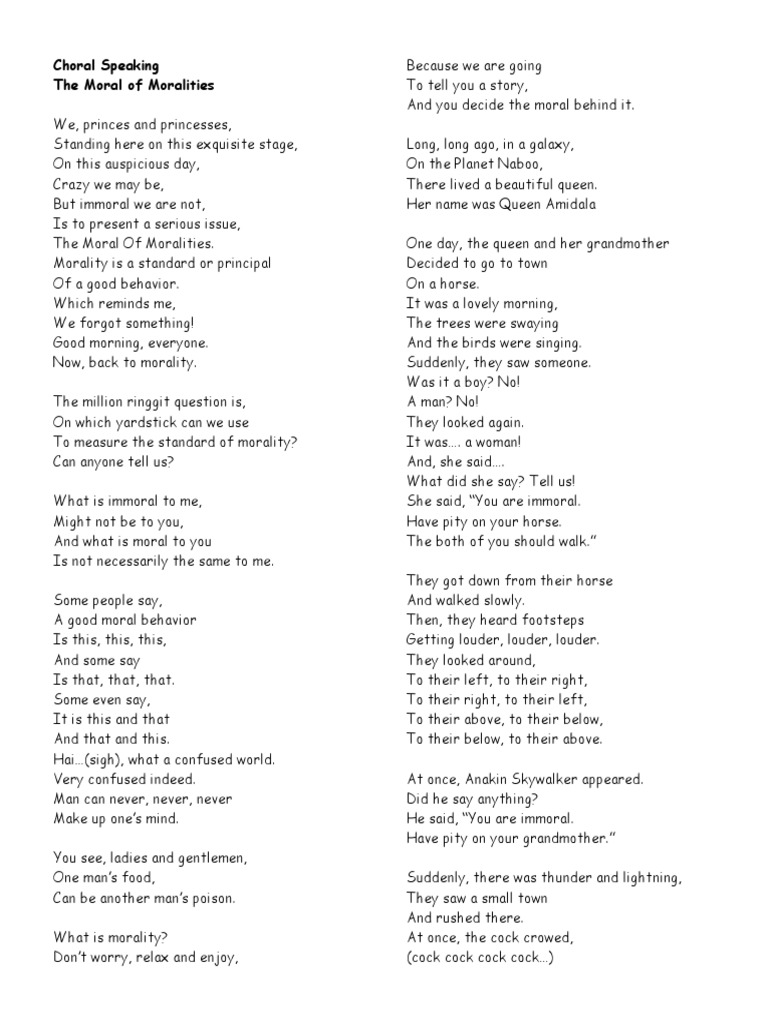 Choral Speaking Script For Primary School EDITED PDF