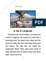 A Trip To Langkawi: Read The Following Passage