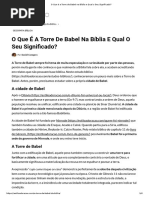 O Que é a Torre de Babel Na Bíblia e Qual o Seu Significado