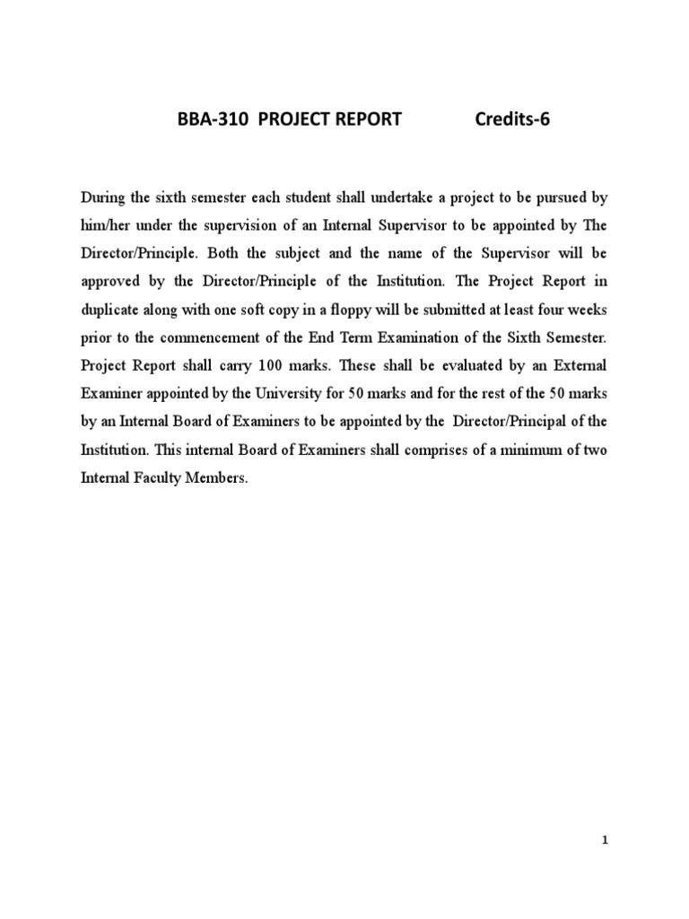 BBA-310 Project Report Guidelines | PDF | Data | Bibliography