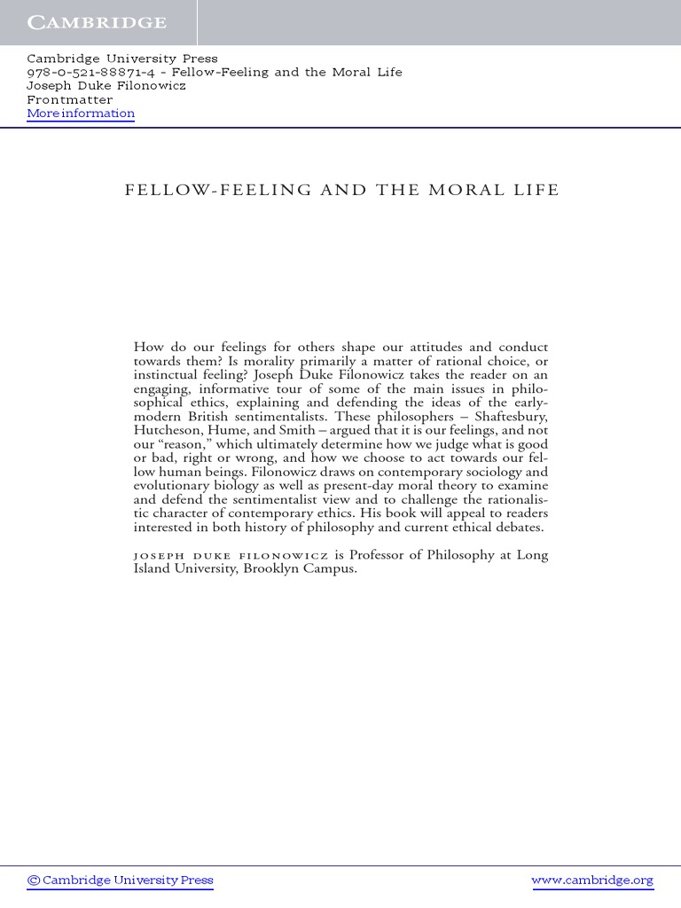 Fellow Feeling and Moral Life PDF PDF David Hume Morality