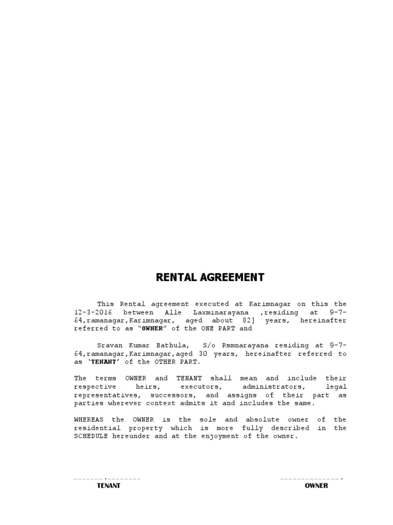 House Rental Agreement Sample | PDF | Leasehold Estate | Renting