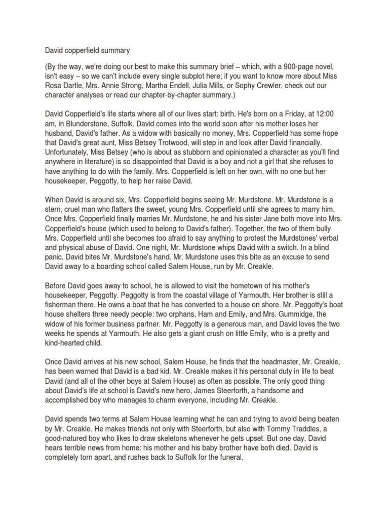 David Copperfield Chapter 2 Summary
