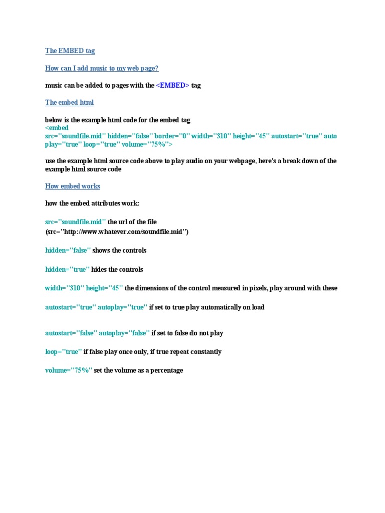 The EMBED Tag | PDF