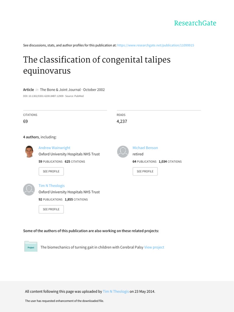 The Classification of Congenital Talipes Equinovarus The Bone & Joint