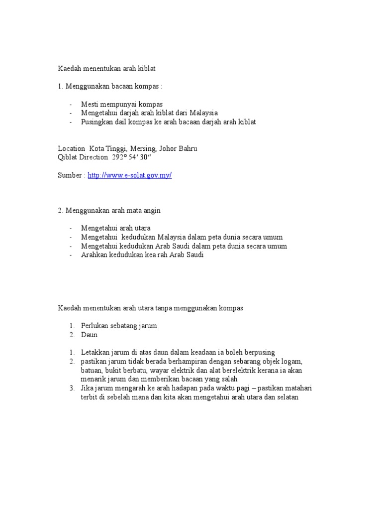 Kaedah Menentukan Arah Kiblat Pdf