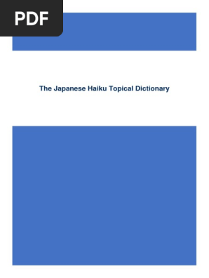 The Japanese Haiku Topical Dictionary Pdf