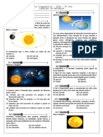 Prova Diagnóstica de Ciências da Natureza aborda Sistema Solar e Seres Vivos