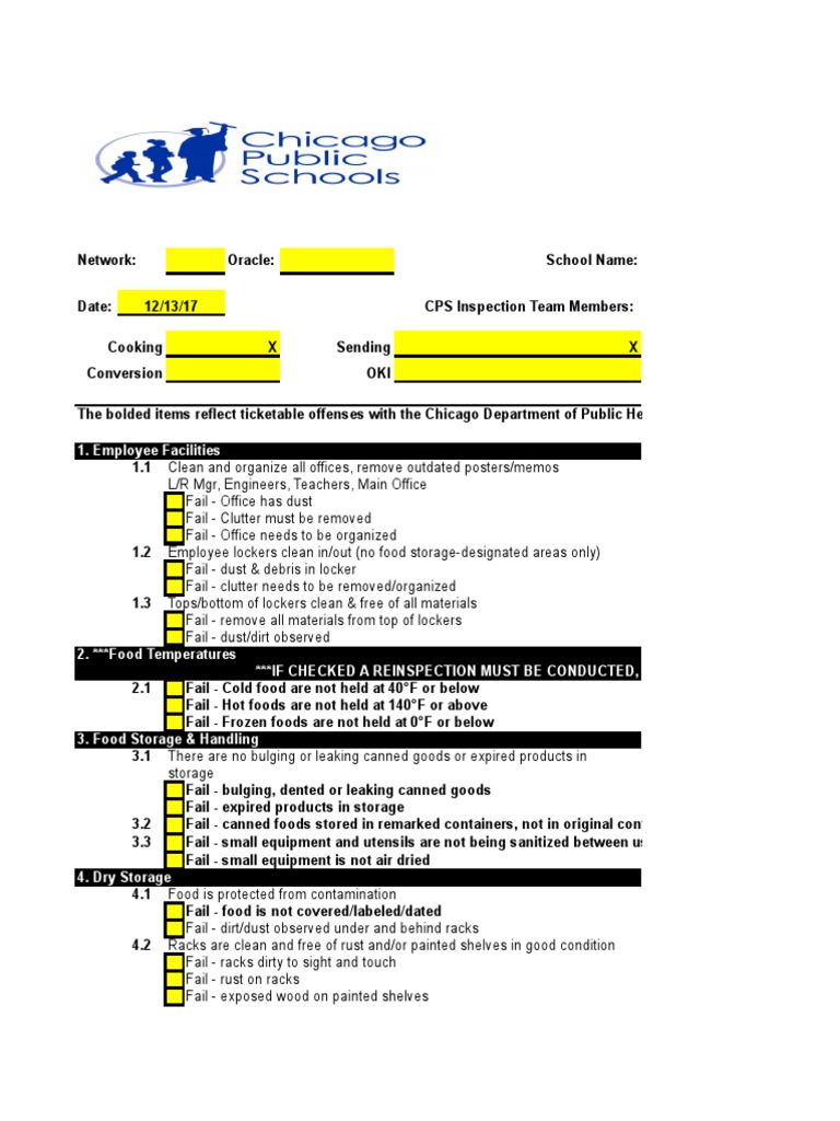 CPS Inspection Report: Health Violations | PDF | Public Toilet | Basement