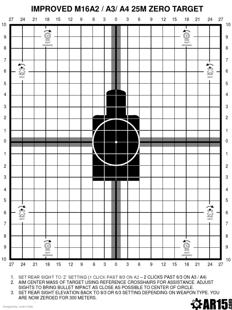 Improved M16A2/A3/A4 25m Zero Target | PDF | Artillery | Projectiles