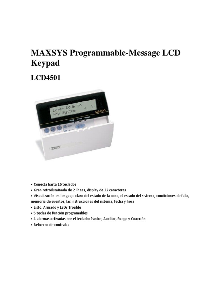 Teclado LCD MAXSYS LCD4501 | PDF | paquete general de Radio sevicio ...