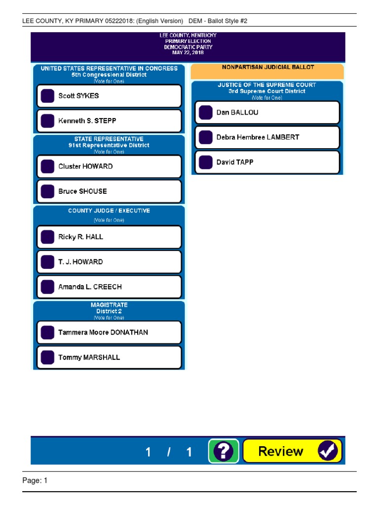 Lee County Primary Ballot 2018