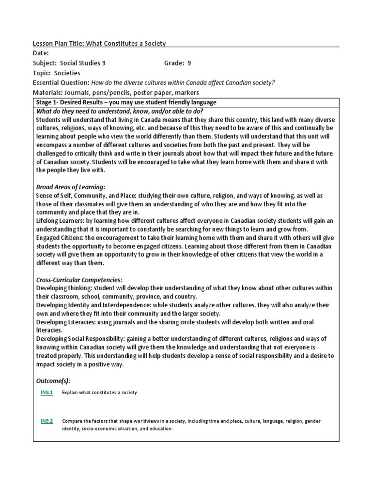 Understanding Canadian Societies | PDF | Educational Assessment | Learning