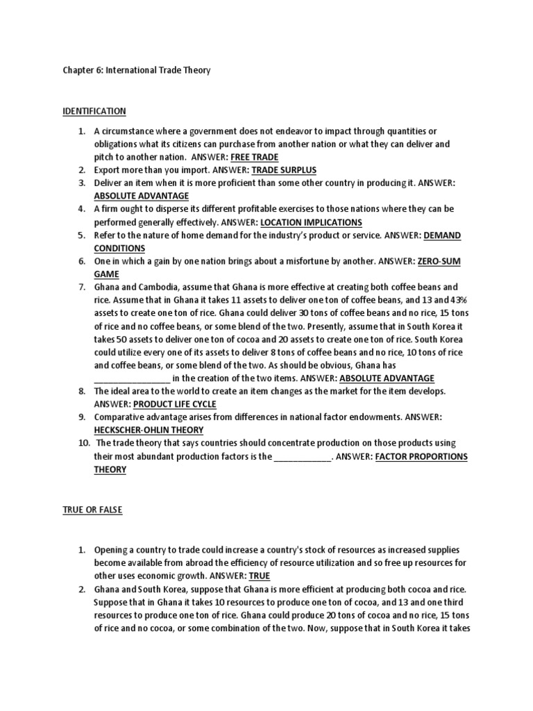 International Trade Theory Insights | PDF | Resource | Comparative ...