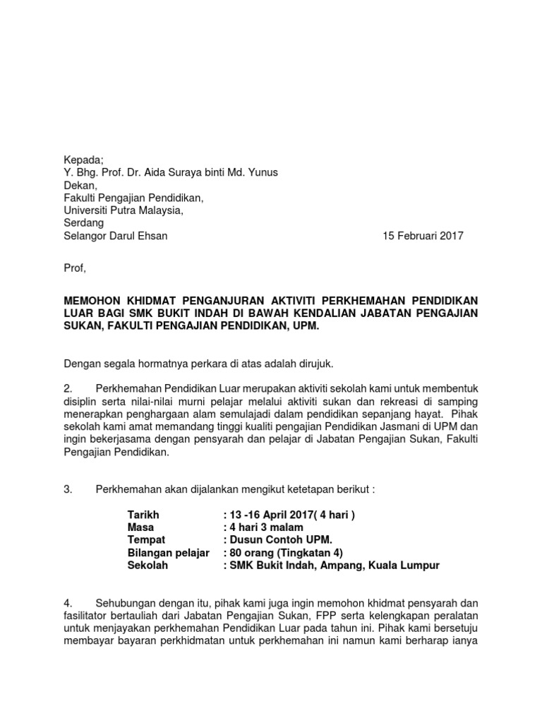 Contoh Surat Letterhead Pusat Koko Upm