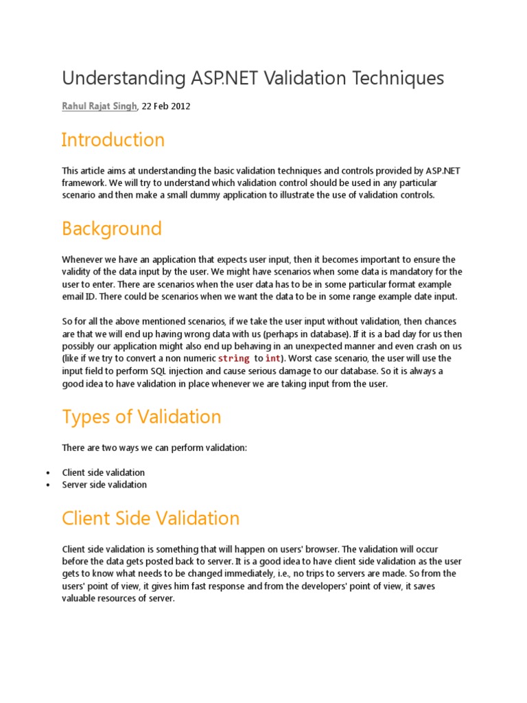 Validation Techniques | PDF | Java Script | Computer Data