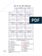 Year 2018 Calendar - Malaysia