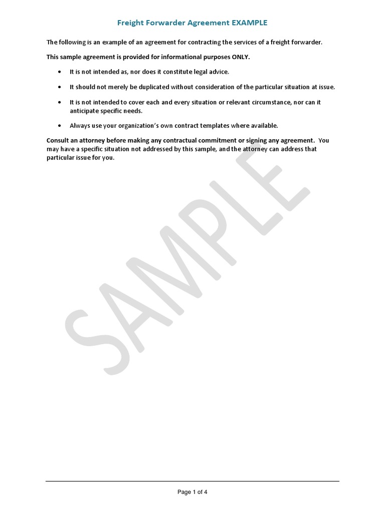 1.4.1 Freight Forwarder Agreement Example Power Of Attorney Invoice