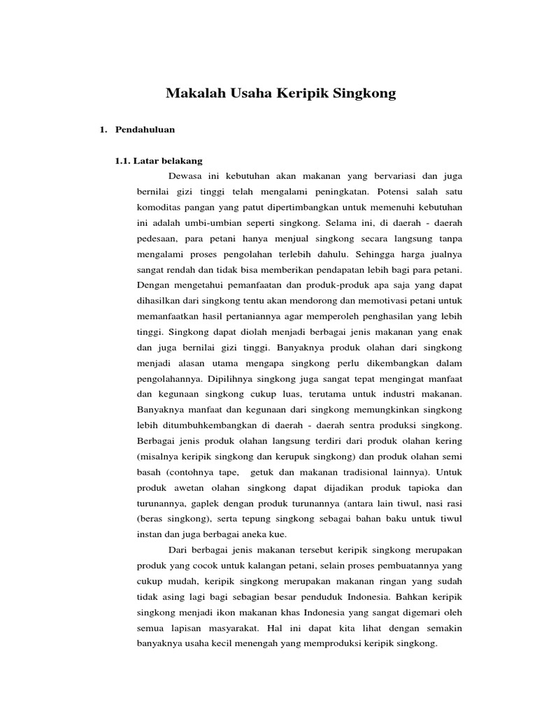 Makalah Usaha Keripik Singkong