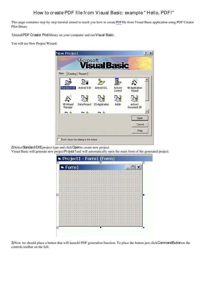 Create PDF in VB with PDF Creator Pilot | PDF | Career & Growth | Computers