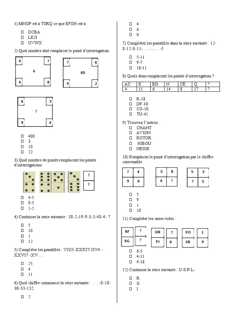 Tests de Logique Numérique et Mathématique | PDF | La nature