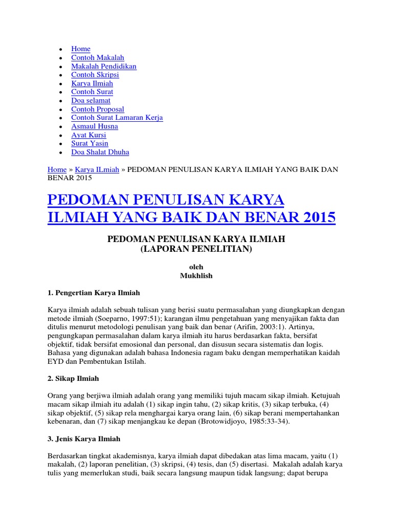 Laporan Skripsi Tesis Dan Makalah Merupakan Contoh