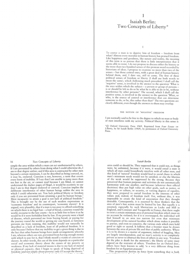 Two Concepts of Liberty | PDF | Tyrant | Liberty