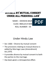 Divorce by Mutual Consent Under All Personal Law