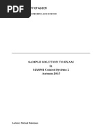 Sample Solution To Exam in MAS501 Control Systems 2 Autumn 2015