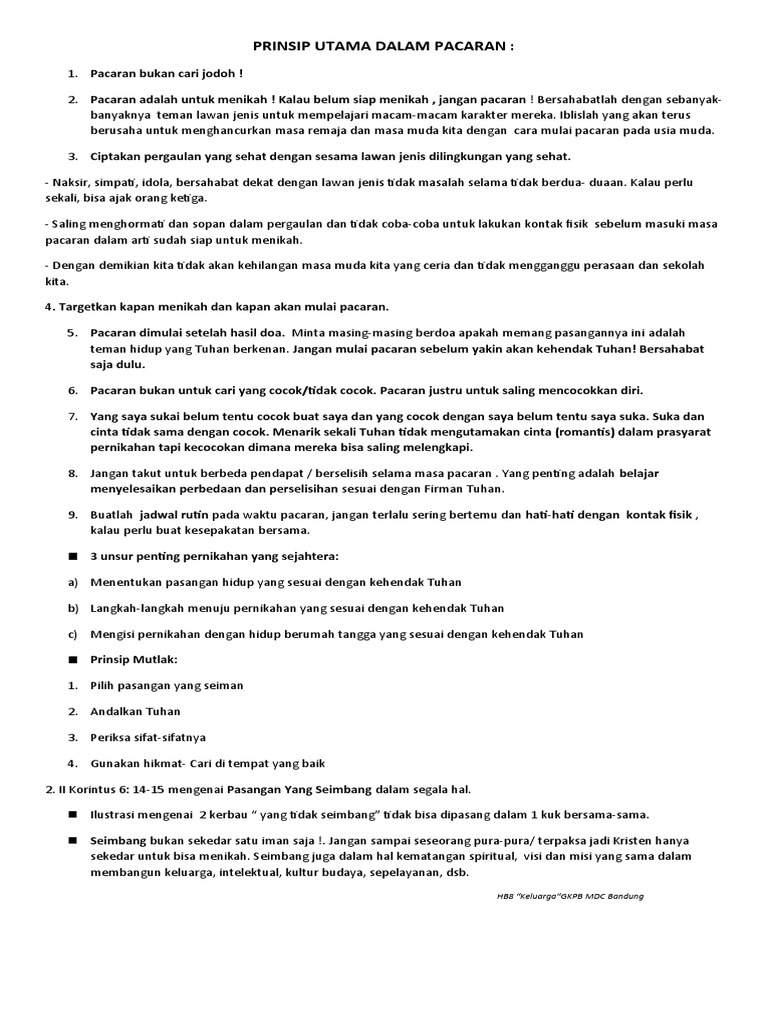 Prinsip Utama Dalam Pacaran | PDF