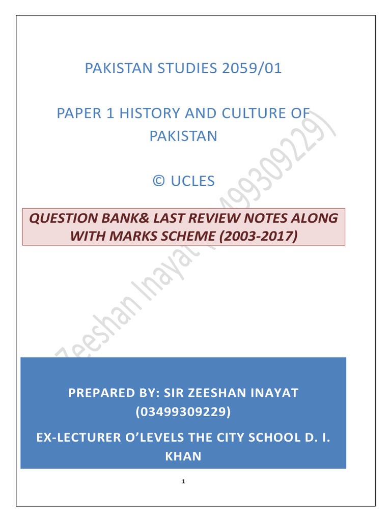 Last Review Notes Pakistan Studies 2059 | PDF | East India Company ...