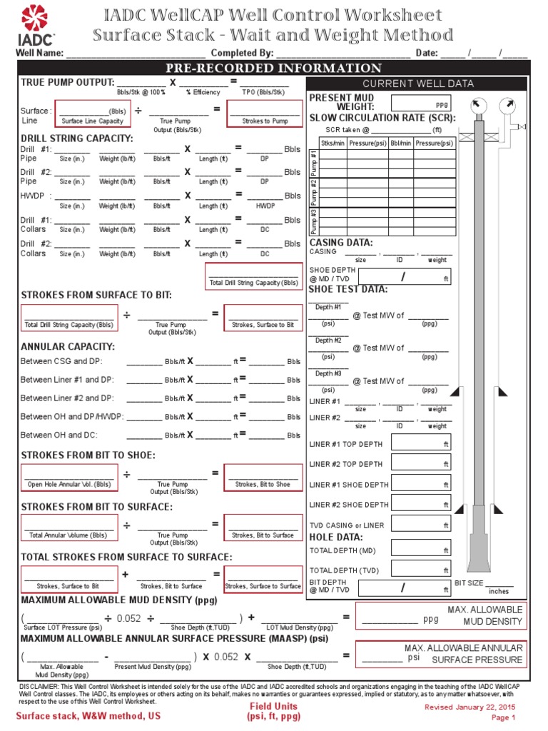 Well Control Worksheet for Drilling Operations | PDF | Geotechnical ...