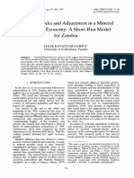 External Shocks and Adjustment in A Mineral Dependent Economy" A Short-Run Model For Zambia