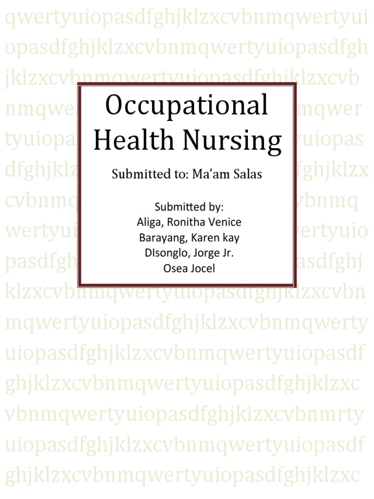 Nursing in Occupational Health PDF Occupational Safety And Health