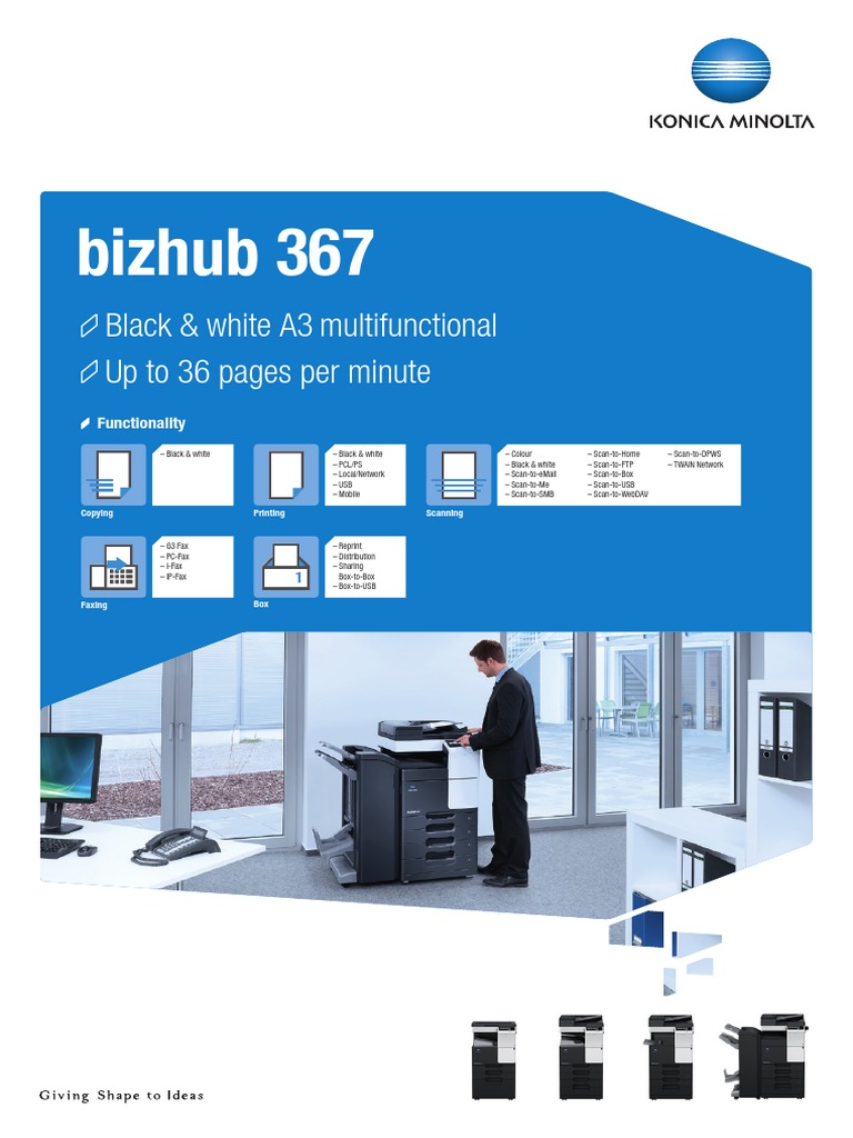 Konica Minolta Bizhub 367 Brochure Image Scanner Fax