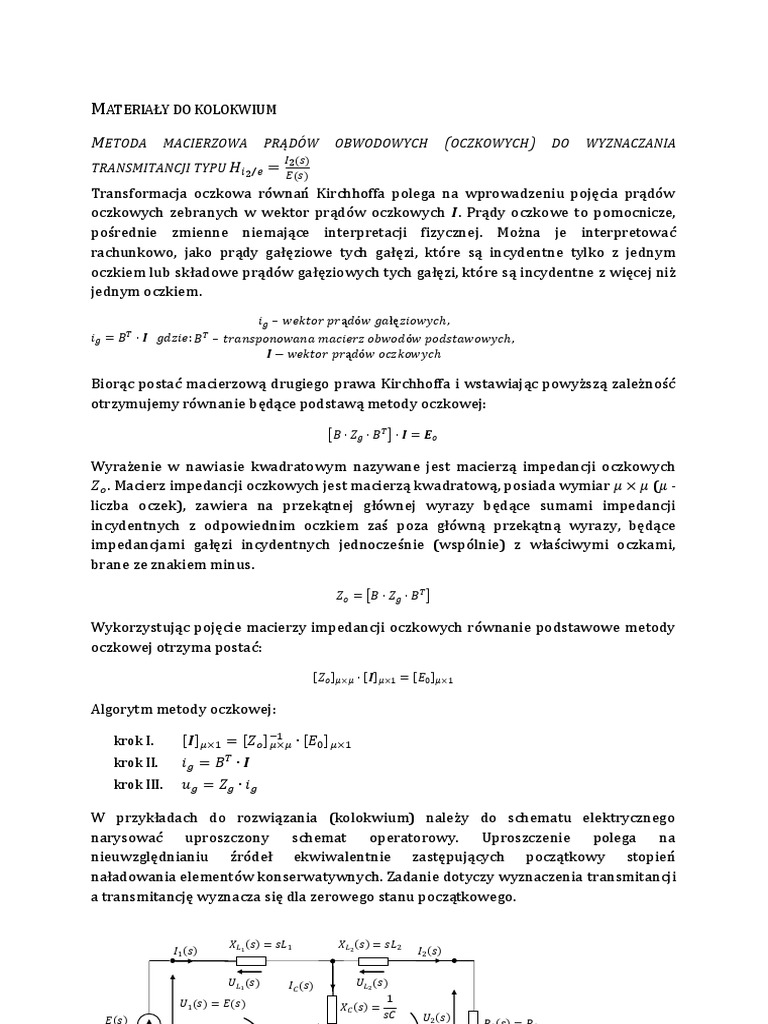 Konspekt Metody Oczkowa I Węzłowa Do Kolokwium 1docx