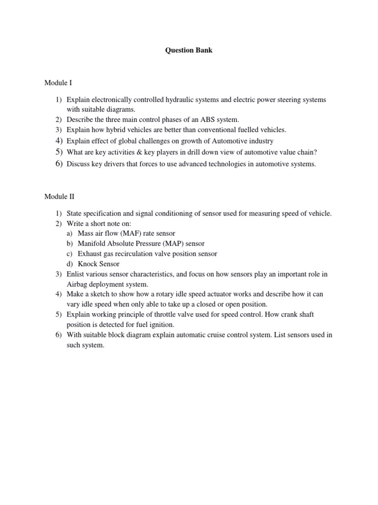 Automotive Systems and Sensor Overview | PDF
