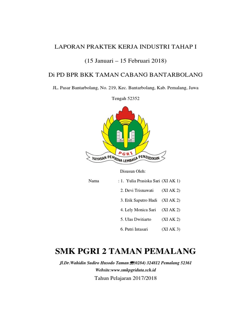 Laporan Pkl Pd Bpr Bkk Taman Cabang Bantarbolang