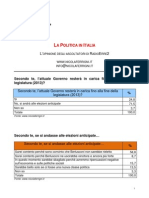 Sondaggio - Opinione sul  Governo Berlusconi (Sett. 2010) e intenzioni future di voto 