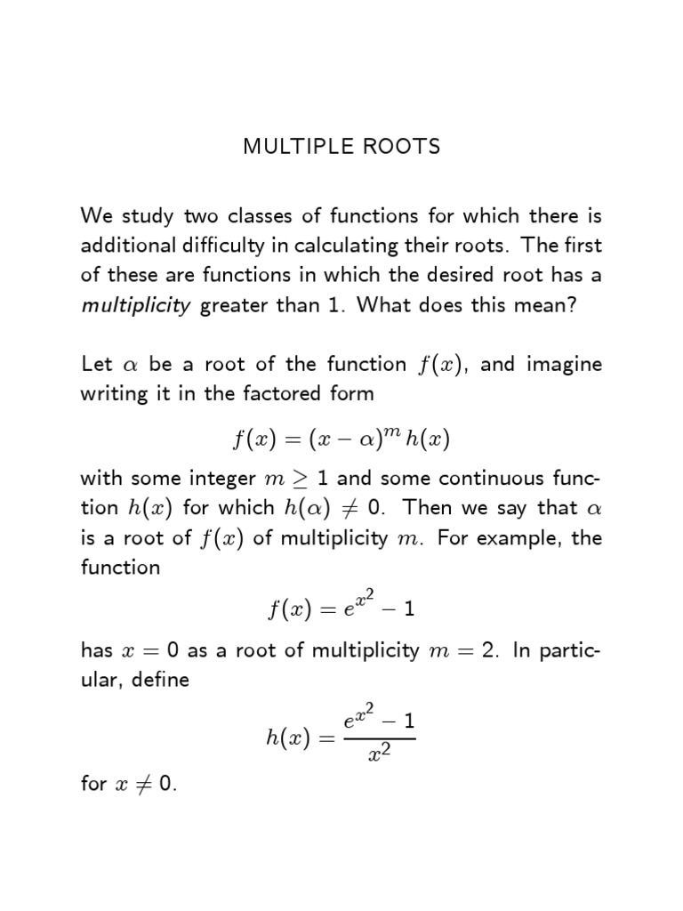 Multiple Roots PDF | PDF | Polynomial | Zero Of A Function