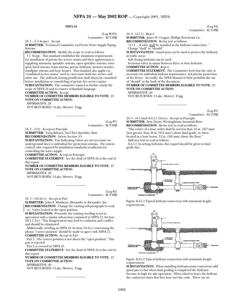 NFPA 24-A2002-rop | Pipe (Fluid Conveyance) | Fire Sprinkler System