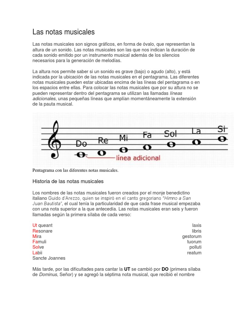 Historia y tipos de notas musicales | PDF | Elementos de la música ...
