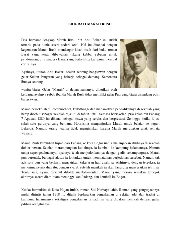 Biografi Marah Rusli