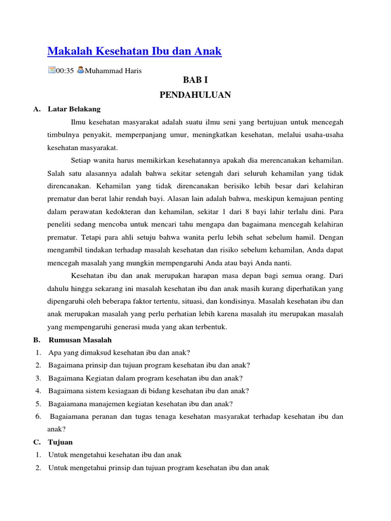 Makalah Kesehatan Ibu Dan Anak